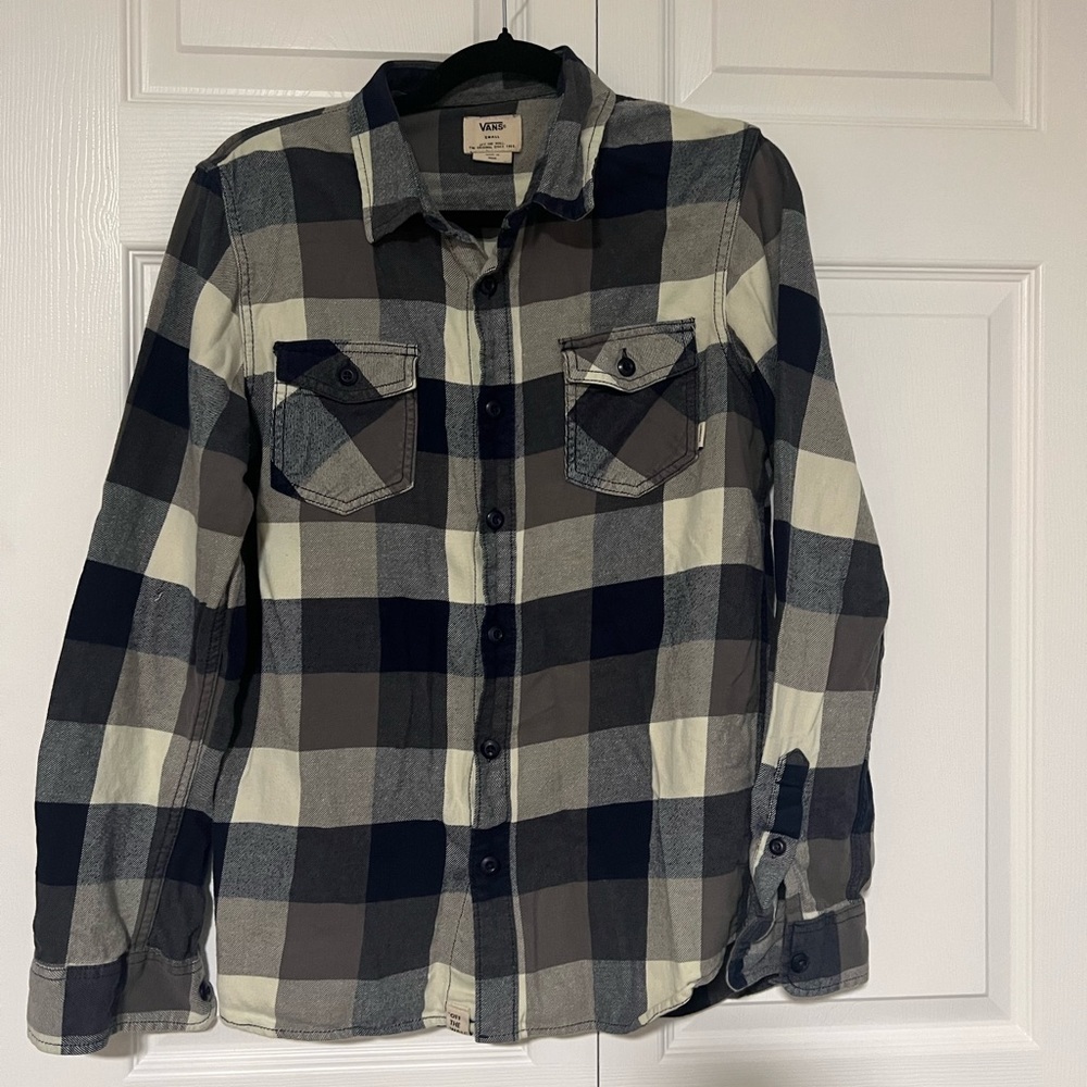Van's Blue/Gray Plaid Long Sleeved Flannel